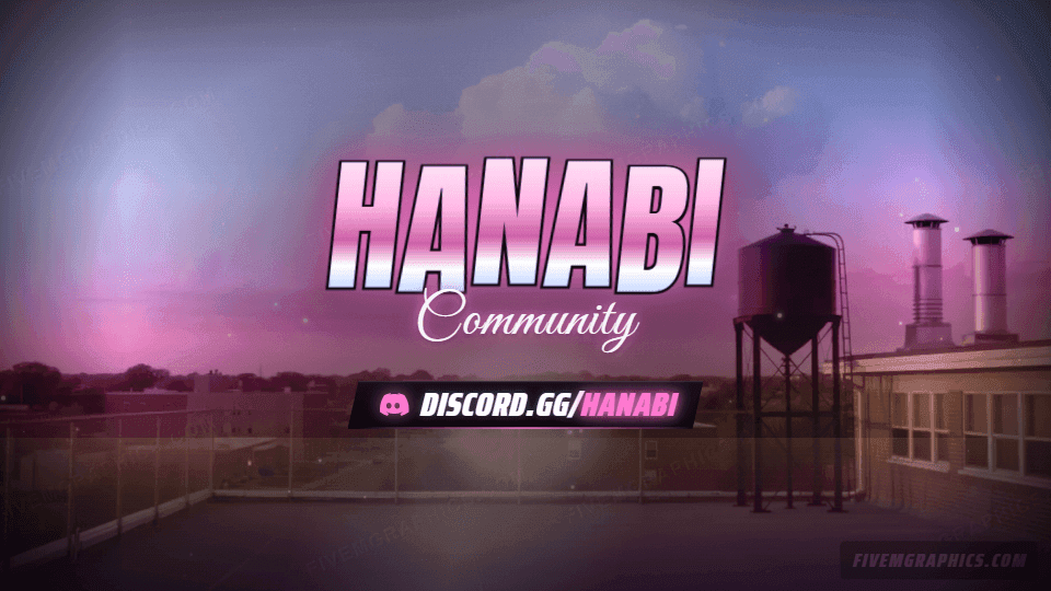 Anime Rooftop Photoreal: a photoreal anime rooftop scene laid out as a 1920 by 1080 Twitch offline screen for Twitch, with the server name across the middle and the invite on the ribbon.