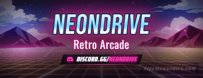 Arcade Grid Anime: a anime arcade grid scene laid out as a 650 by 250 forum signature for forums, with the server name across the middle and the invite on the ribbon.
