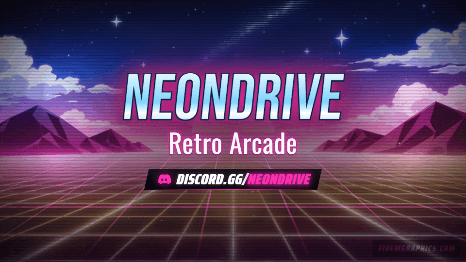 Arcade Grid Anime: a anime arcade grid scene laid out as a 1920 by 1080 Twitch offline screen for Twitch, with the server name across the middle and the invite on the ribbon.