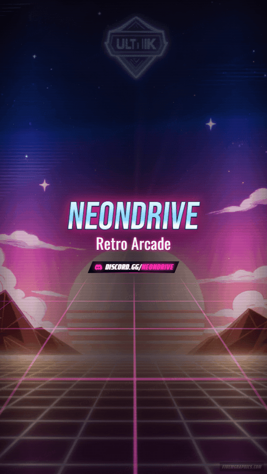 Arcade Grid Anime: a anime arcade grid scene laid out as a 1080 by 1920 vertical story for TikTok, with the server name across the middle and the invite on the ribbon.
