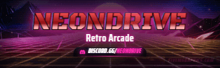 Arcade Grid Grunge: a grunge arcade grid scene laid out as a 320 by 100 Twitch panel for Twitch, with the server name across the middle and the invite on the ribbon.