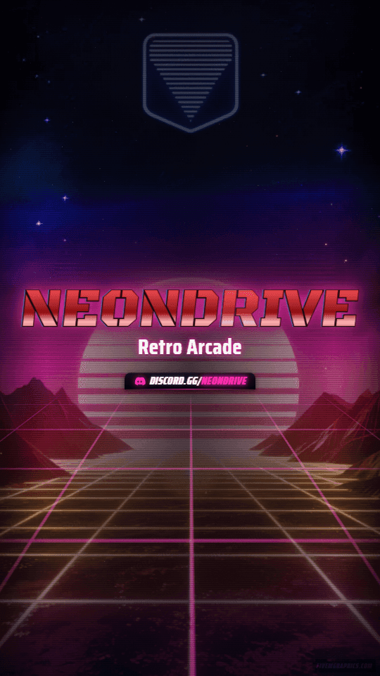 Arcade Grid Grunge: a grunge arcade grid scene laid out as a 1080 by 1920 vertical story for TikTok, with the server name across the middle and the invite on the ribbon.