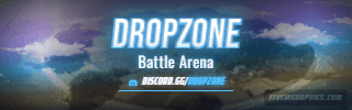 Battle Drop Anime: a anime battle drop scene laid out as a 320 by 100 Twitch panel for Twitch, with the server name across the middle and the invite on the ribbon.