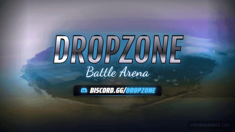 Battle Drop Photoreal: a photoreal battle drop scene laid out as a 960 by 540 Discord server banner for Discord, with the server name across the middle and the invite on the ribbon.
