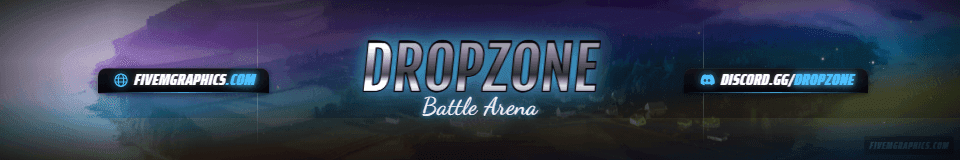Battle Drop Photoreal: a photoreal battle drop scene laid out as a 1920 by 320 FiveM connecting banner for FiveM, with the server name across the middle and the invite on the ribbon.