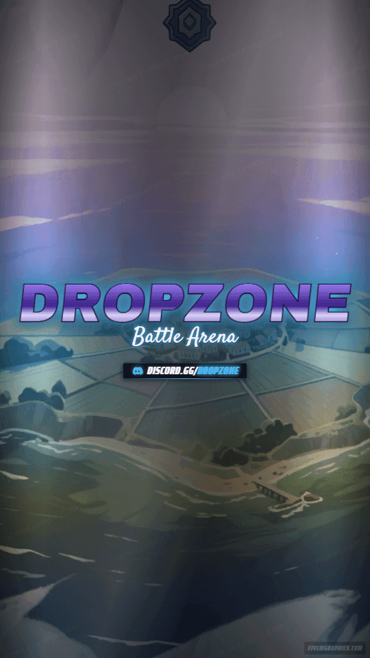 Battle Drop Painted: a painted battle drop scene laid out as a 1080 by 1920 vertical story for TikTok, with the server name across the middle and the invite on the ribbon.