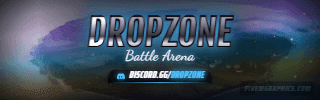 Battle Drop Photoreal: a photoreal battle drop scene laid out as a 320 by 100 Twitch panel for Twitch, with the server name across the middle and the invite on the ribbon.