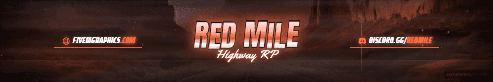 Canyon Highway Photoreal: a photoreal canyon highway scene laid out as a 1920 by 320 FiveM connecting banner for FiveM, with the server name across the middle and the invite on the ribbon.