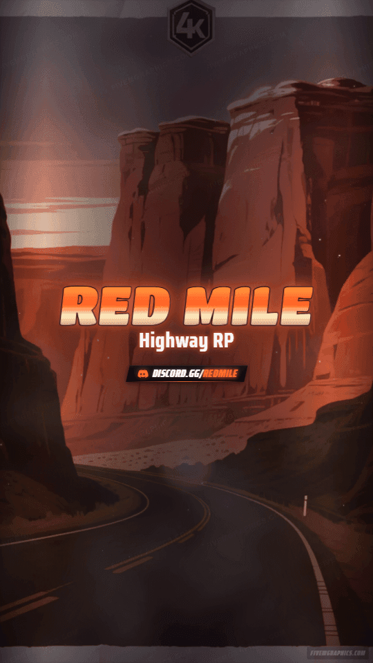 Canyon Highway Painted: a painted canyon highway scene laid out as a 1080 by 1920 vertical story for TikTok, with the server name across the middle and the invite on the ribbon.