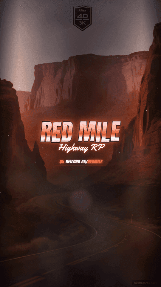 Canyon Highway Photoreal: a photoreal canyon highway scene laid out as a 1080 by 1920 vertical story for TikTok, with the server name across the middle and the invite on the ribbon.