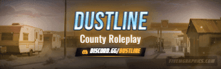 Desert Trailer Anime: a anime desert trailer scene laid out as a 320 by 100 Twitch panel for Twitch, with the server name across the middle and the invite on the ribbon.