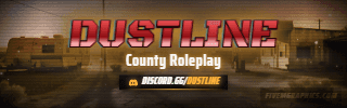 Desert Trailer Grunge: a grunge desert trailer scene laid out as a 320 by 100 Twitch panel for Twitch, with the server name across the middle and the invite on the ribbon.