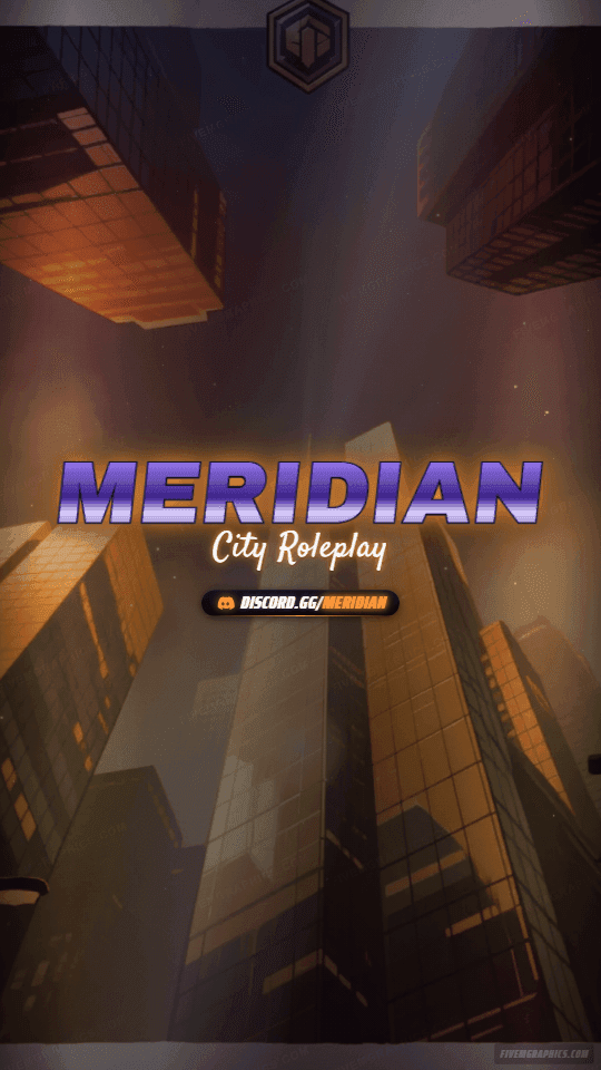 Downtown Dusk Painted: a painted downtown dusk scene laid out as a 1080 by 1920 vertical story for TikTok, with the server name across the middle and the invite on the ribbon.