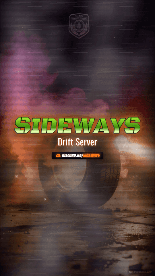 Drift Night Grunge: a grunge drift night scene laid out as a 1080 by 1920 vertical story for TikTok, with the server name across the middle and the invite on the ribbon.