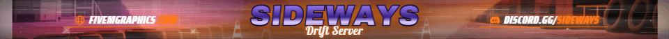 Drift Night Painted: a painted drift night scene laid out as a 1865 by 108 FiveM info banner for FiveM, with the server name across the middle and the invite on the ribbon.