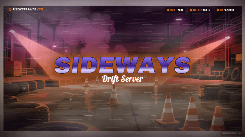 Drift Night Painted: a painted drift night scene laid out as a 1920 by 1080 FiveM loading screen for FiveM, with the server name across the middle and the invite on the ribbon.