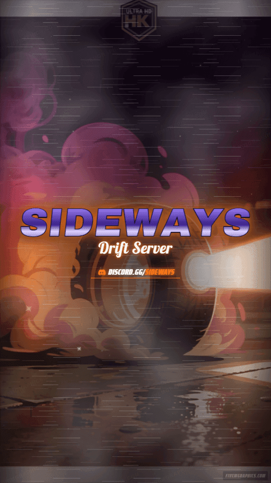 Drift Night Painted: a painted drift night scene laid out as a 1080 by 1920 vertical story for TikTok, with the server name across the middle and the invite on the ribbon.