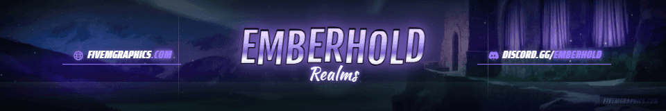 High Fantasy Photoreal: a photoreal high fantasy scene laid out as a 1920 by 320 FiveM connecting banner for FiveM, with the server name across the middle and the invite on the ribbon.