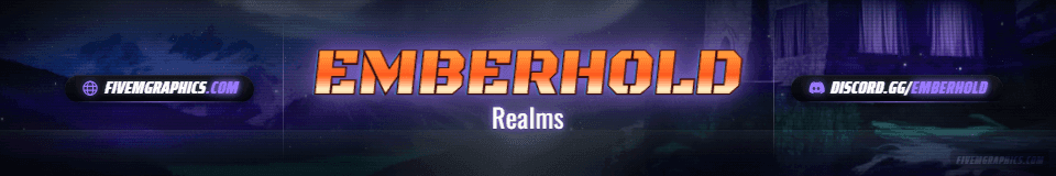 High Fantasy Grunge: a grunge high fantasy scene laid out as a 1920 by 320 FiveM connecting banner for FiveM, with the server name across the middle and the invite on the ribbon.