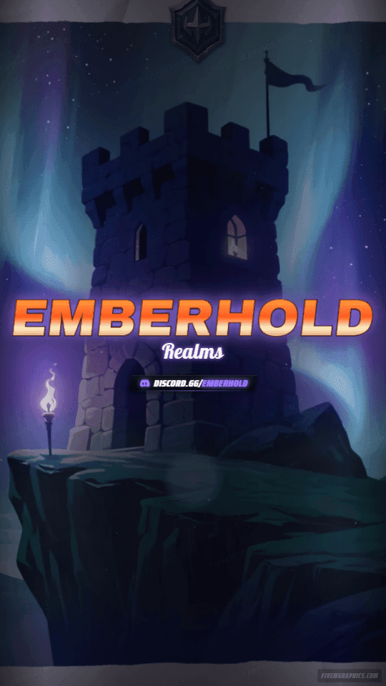 High Fantasy Painted: a painted high fantasy scene laid out as a 1080 by 1920 vertical story for TikTok, with the server name across the middle and the invite on the ribbon.