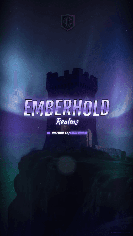 High Fantasy Photoreal: a photoreal high fantasy scene laid out as a 1080 by 1920 vertical story for TikTok, with the server name across the middle and the invite on the ribbon.