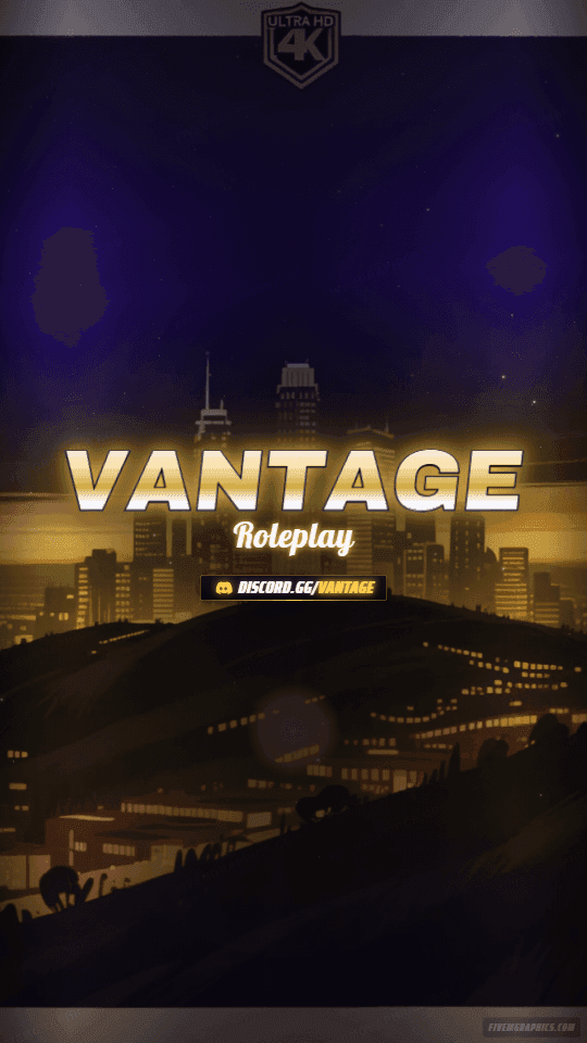 Hillside City Painted: a painted hillside city scene laid out as a 1080 by 1920 vertical story for TikTok, with the server name across the middle and the invite on the ribbon.