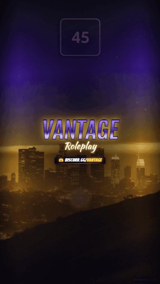 Hillside City Photoreal: a photoreal hillside city scene laid out as a 1080 by 1920 vertical story for TikTok, with the server name across the middle and the invite on the ribbon.