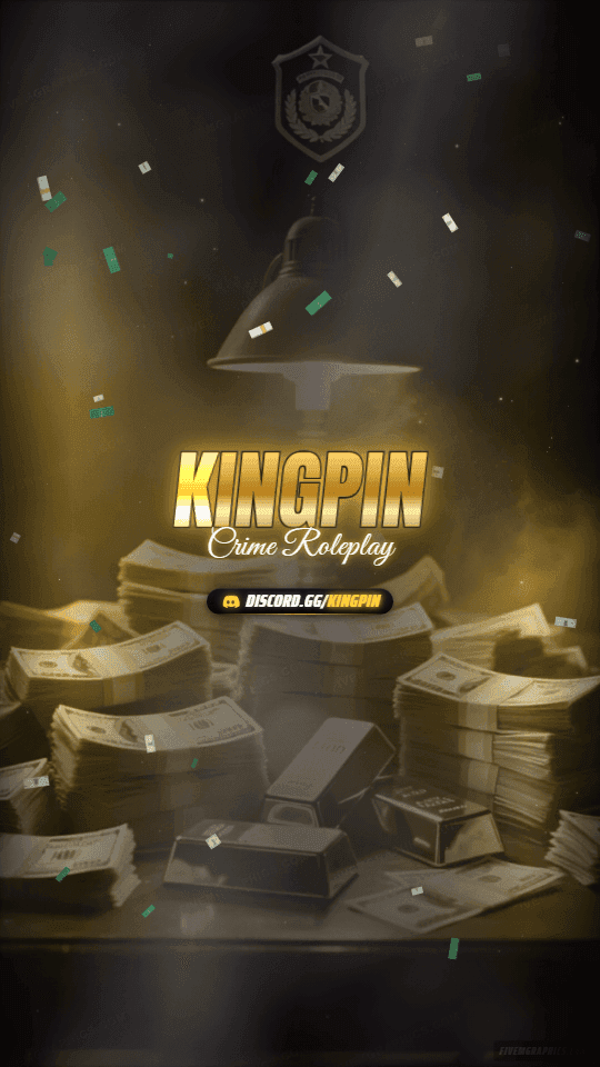 Money Vault Photoreal: a photoreal money vault scene laid out as a 1080 by 1920 vertical story for TikTok, with the server name across the middle and the invite on the ribbon.