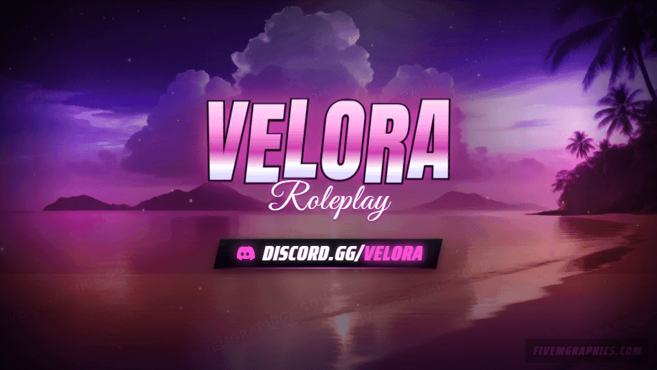 Neon Shore Photoreal: a photoreal neon shore scene laid out as a 960 by 540 Discord server banner for Discord, with the server name across the middle and the invite on the ribbon.