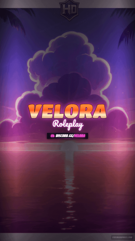 Neon Shore Painted: a painted neon shore scene laid out as a 1080 by 1920 vertical story for TikTok, with the server name across the middle and the invite on the ribbon.