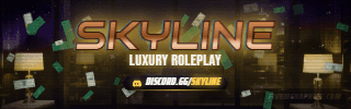 Penthouse Grunge: a grunge penthouse lux scene laid out as a 320 by 100 Twitch panel for Twitch, with the server name across the middle and the invite on the ribbon.