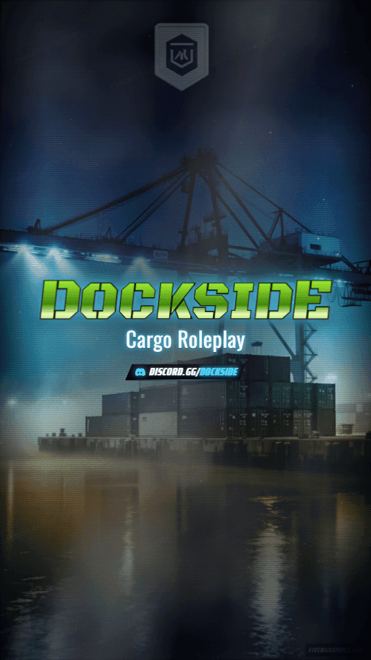 Port Cranes Grunge: a grunge port cranes scene laid out as a 1080 by 1920 vertical story for TikTok, with the server name across the middle and the invite on the ribbon.