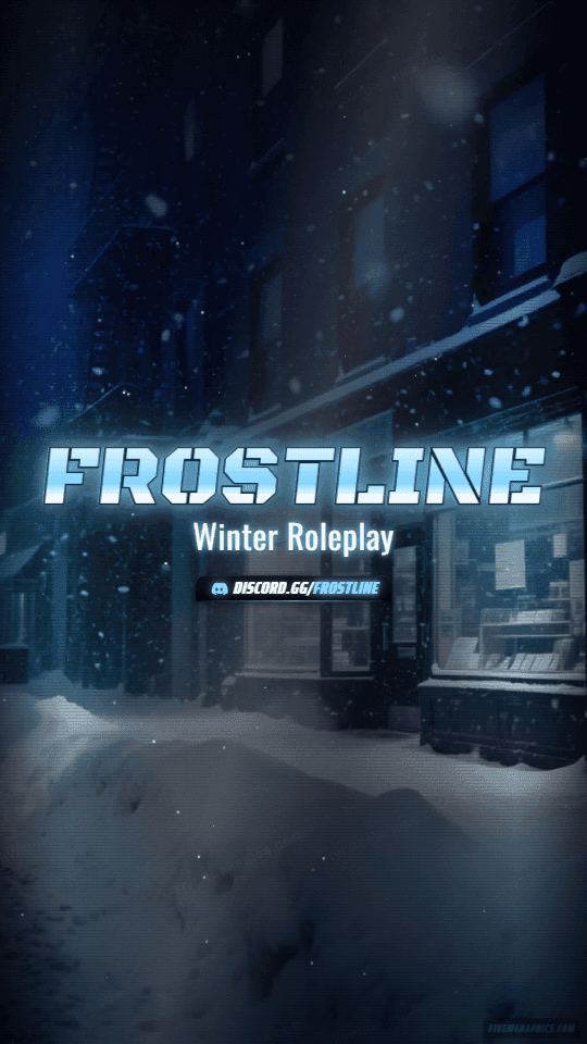 Snow City Grunge: a grunge snow city scene laid out as a 1080 by 1920 vertical story for TikTok, with the server name across the middle and the invite on the ribbon.