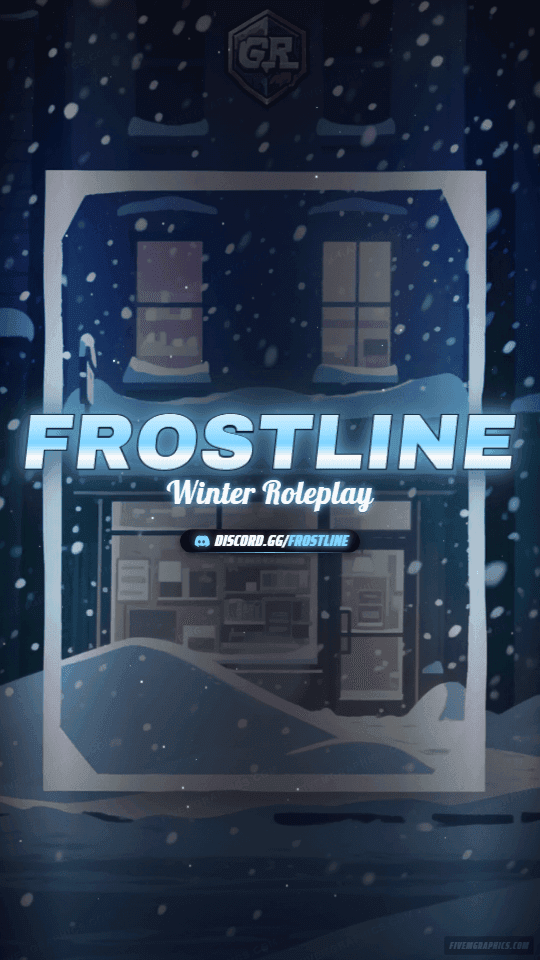 Snow City Painted: a painted snow city scene laid out as a 1080 by 1920 vertical story for TikTok, with the server name across the middle and the invite on the ribbon.