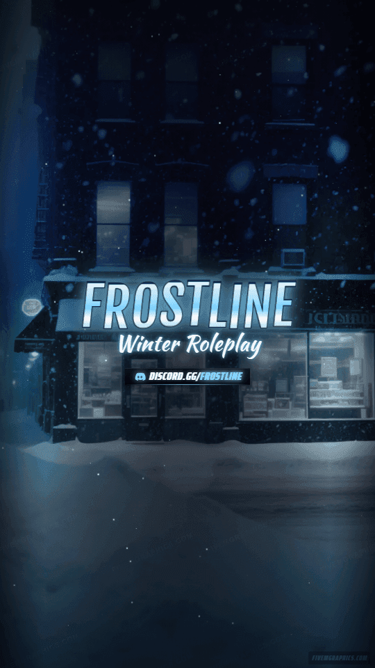 Snow City Photoreal: a photoreal snow city scene laid out as a 1080 by 1920 vertical story for TikTok, with the server name across the middle and the invite on the ribbon.