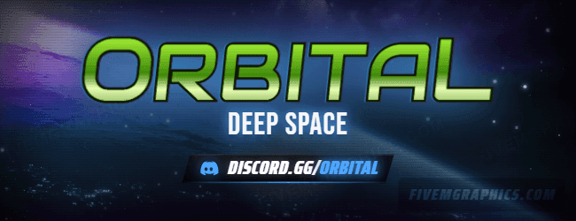 Space Orbit Grunge: a grunge space orbit scene laid out as a 650 by 250 forum signature for forums, with the server name across the middle and the invite on the ribbon.