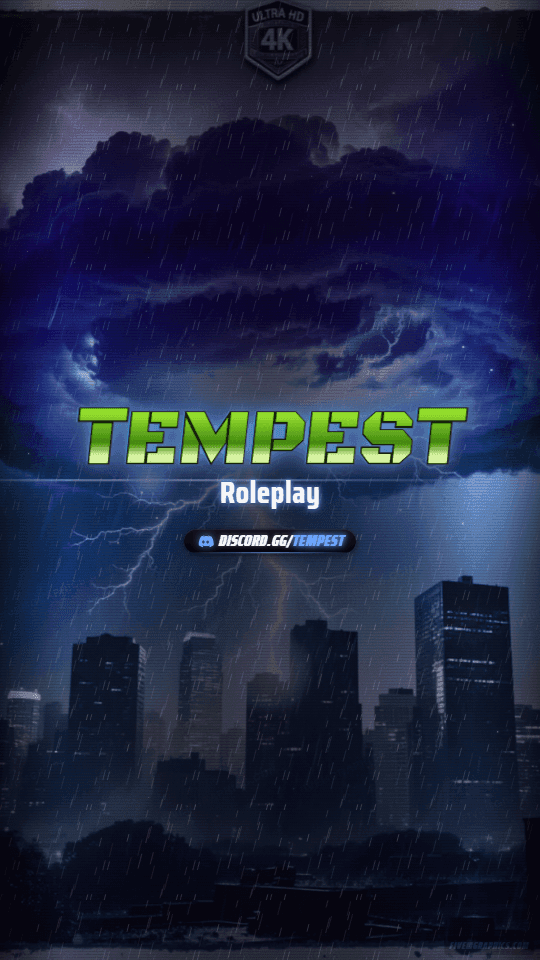 Storm Skyline Grunge: a grunge storm skyline scene laid out as a 1080 by 1920 vertical story for TikTok, with the server name across the middle and the invite on the ribbon.