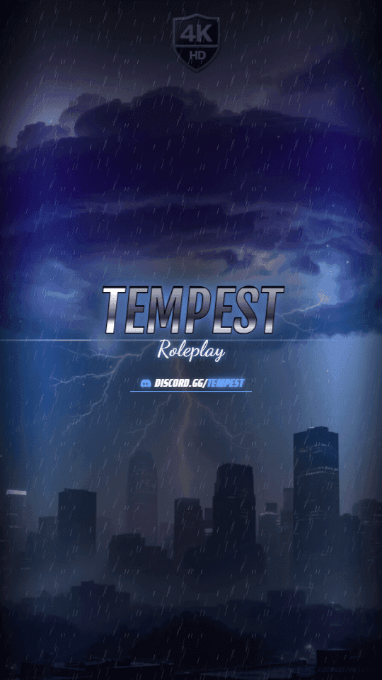 Storm Skyline Photoreal: a photoreal storm skyline scene laid out as a 1080 by 1920 vertical story for TikTok, with the server name across the middle and the invite on the ribbon.
