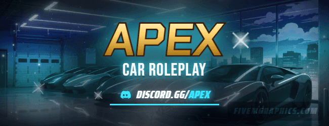 Supercar Garage Anime: a anime supercar garage scene laid out as a 650 by 250 forum signature for forums, with the server name across the middle and the invite on the ribbon.