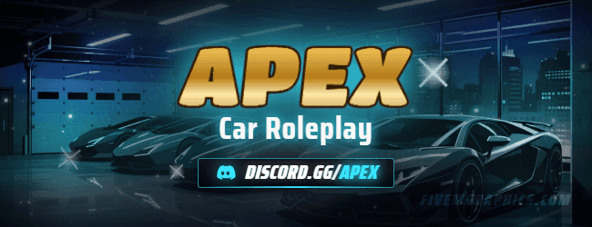 Supercar Garage Painted: a painted supercar garage scene laid out as a 650 by 250 forum signature for forums, with the server name across the middle and the invite on the ribbon.