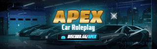 Supercar Garage Painted: a painted supercar garage scene laid out as a 320 by 100 Twitch panel for Twitch, with the server name across the middle and the invite on the ribbon.