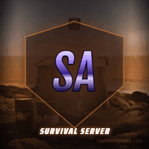 Survival Camp Photoreal: a photoreal survival camp scene laid out as a 300 by 300 Discord profile picture for Discord, with the server name across the middle and the invite on the ribbon.