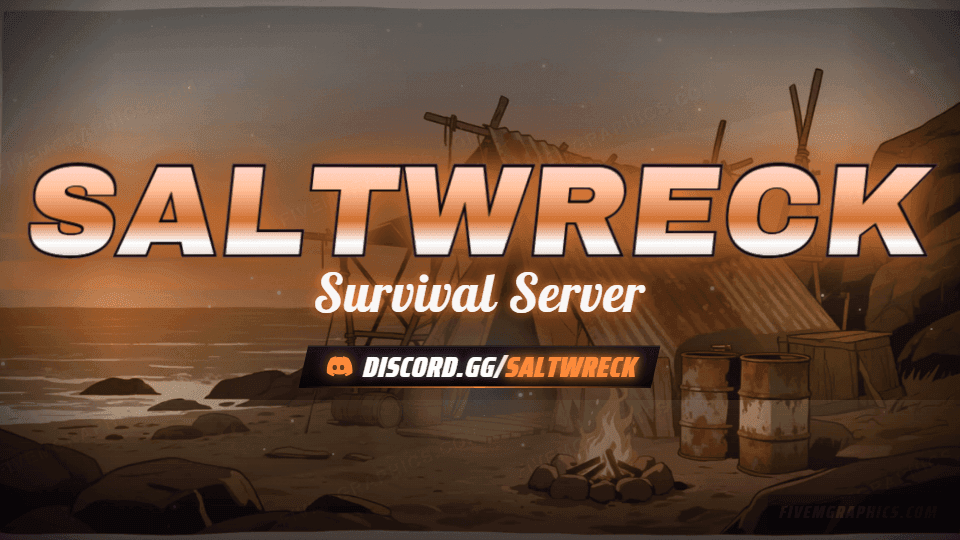 Survival Camp Painted: a painted survival camp scene laid out as a 960 by 540 Discord server banner for Discord, with the server name across the middle and the invite on the ribbon.