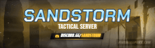 Tactical Dust Anime: a anime tactical dust scene laid out as a 320 by 100 Twitch panel for Twitch, with the server name across the middle and the invite on the ribbon.