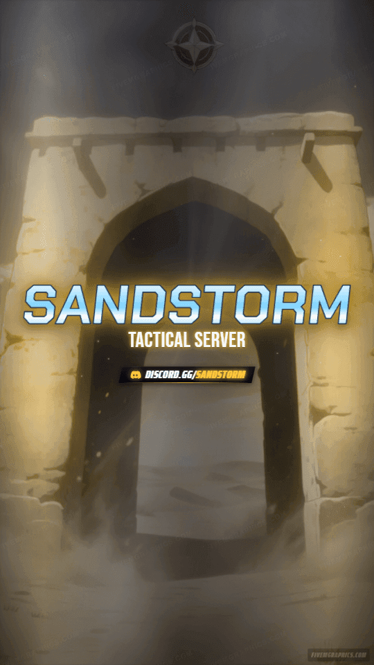 Tactical Dust Anime: a anime tactical dust scene laid out as a 1080 by 1920 vertical story for TikTok, with the server name across the middle and the invite on the ribbon.