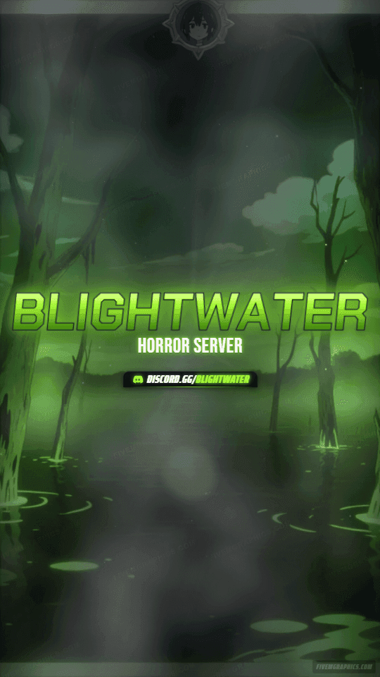 Toxic Swamp Anime: a anime toxic swamp scene laid out as a 1080 by 1920 vertical story for TikTok, with the server name across the middle and the invite on the ribbon.
