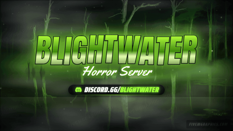Toxic Swamp Photoreal: a photoreal toxic swamp scene laid out as a 1920 by 1080 Twitch offline screen for Twitch, with the server name across the middle and the invite on the ribbon.
