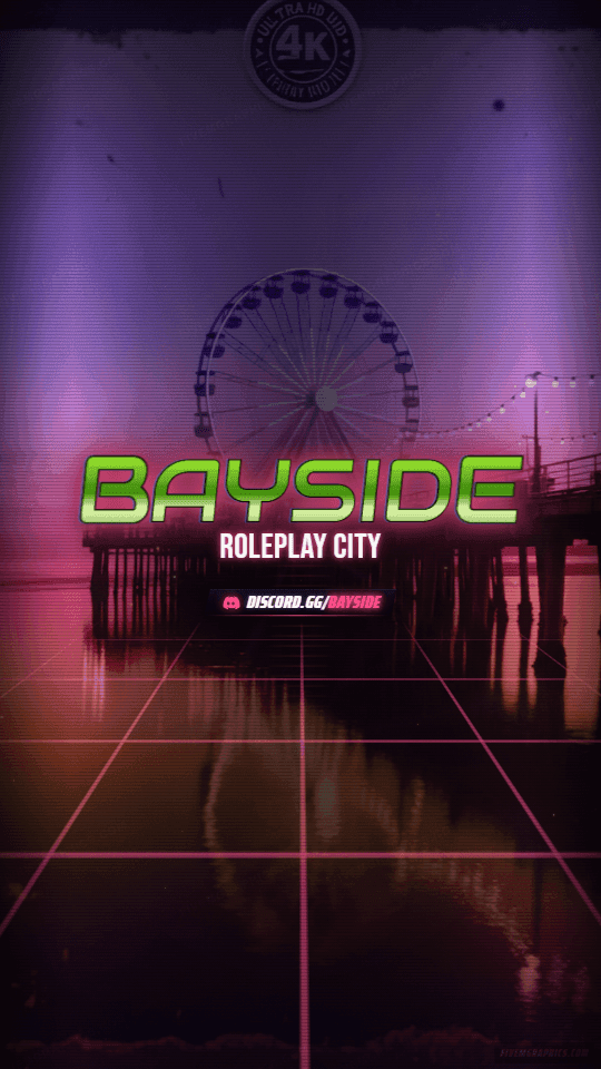 Vice Pier Grunge: a grunge vice pier scene laid out as a 1080 by 1920 vertical story for TikTok, with the server name across the middle and the invite on the ribbon.